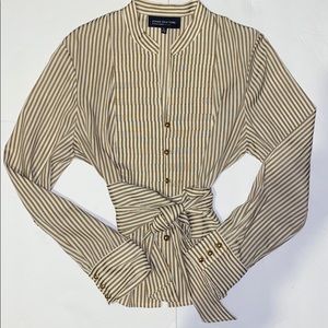 Jones New York Petite Brown/Cream Striped Top, PL
